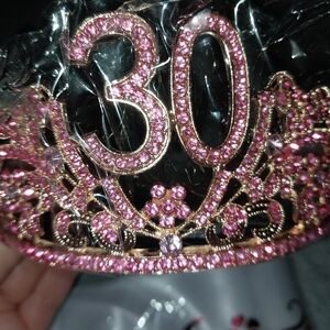 Pink 30th Birthday Tiara and Sash Set